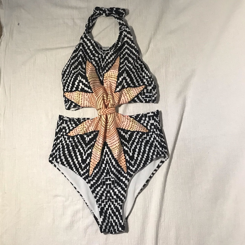 One piece swimsuit.
